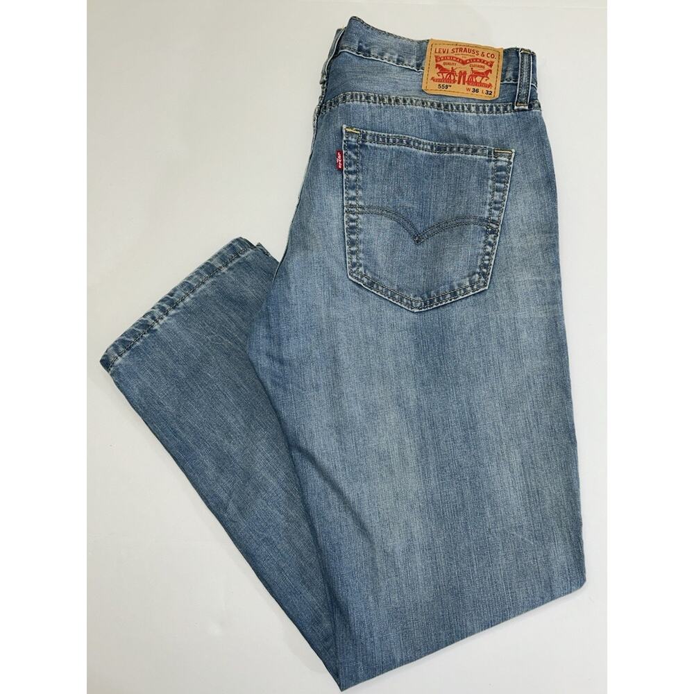 Men’s Levi’s 559 Blue Jeans Relaxed Fit Straight Leg 00559-0363 Size 36x32
